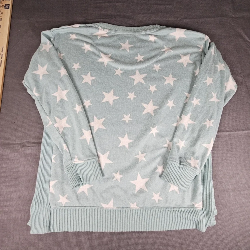 Cuddl Duds 2 piece pj / loungewear turquoise/white‎ stars long sleeve Size S